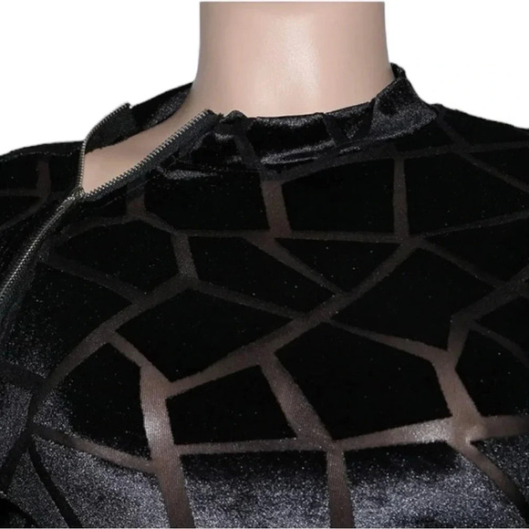 NEW Women’s Sexy Sheer Mesh Boydcon Midi Dress See Through Printed Long Sleeve - Picture 5 of 8